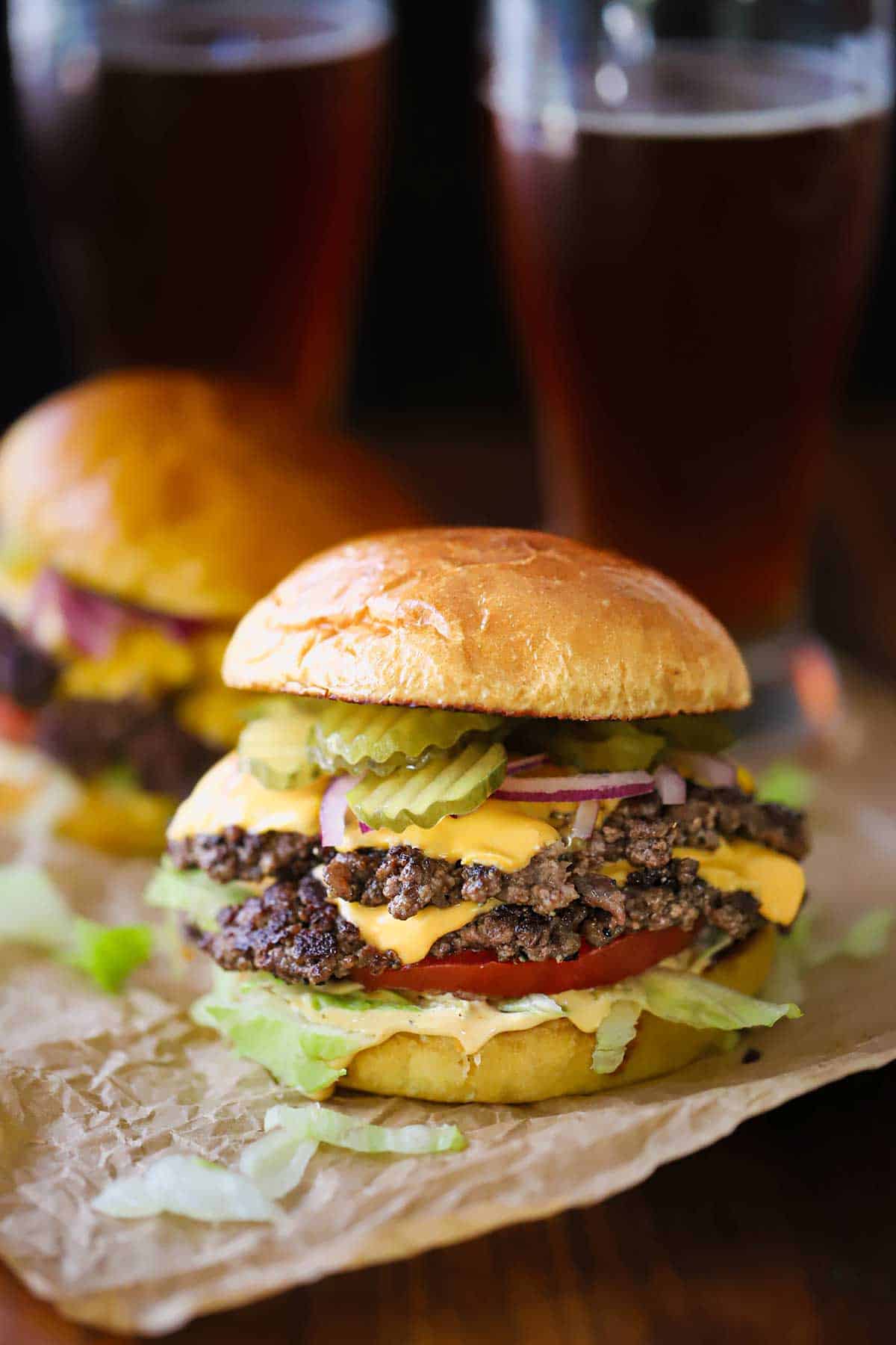 Burger från restaurangen